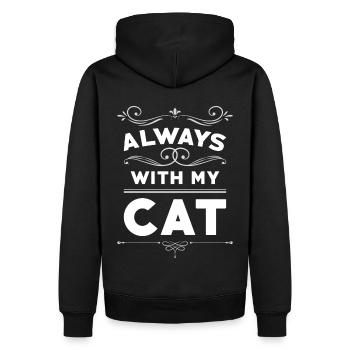 Immer mit meiner Katze - Männer Premium Bio Hoodie - Schwarz - Hinten - Nico (187cm)