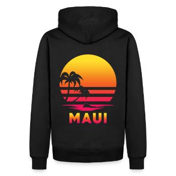 Maui Retro Strand - Männer Premium Bio Hoodie - Schwarz - Hinten - Nico (187cm)