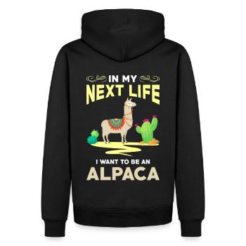 Alpaka - Männer Premium Bio Hoodie - Schwarz - Hinten - Nico (187cm)