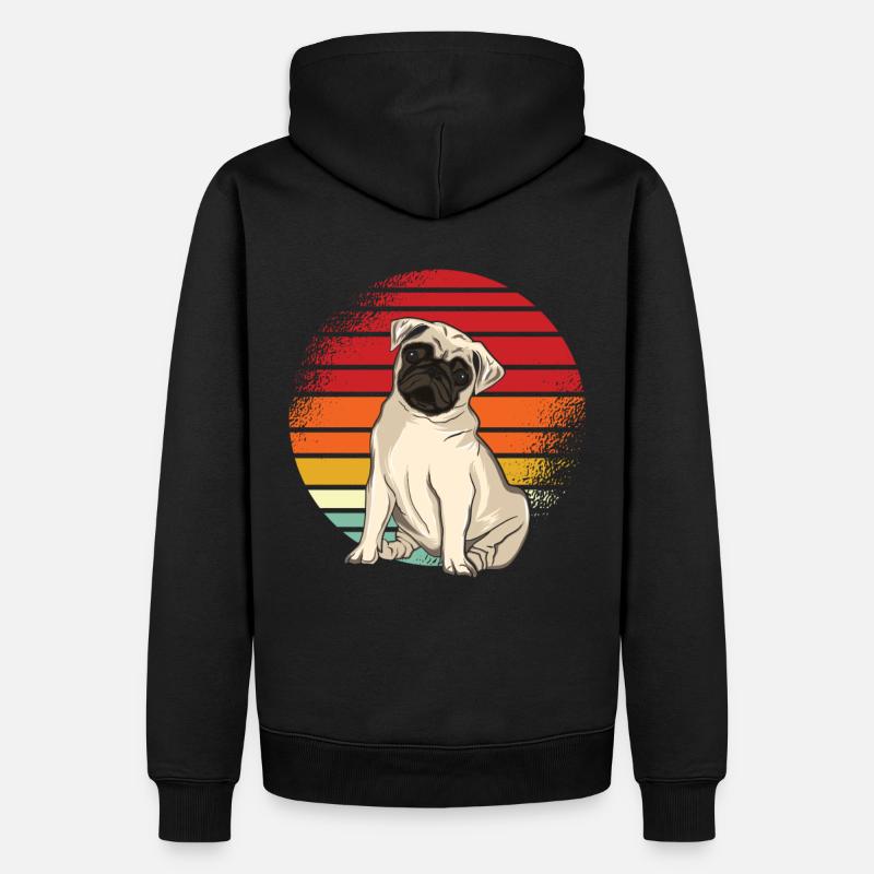 Mops Retro - Männer Premium Bio Hoodie - Schwarz