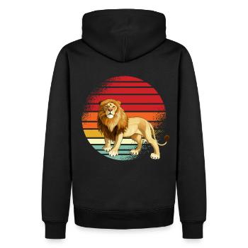 Lion Rétro - Sweat à capuche Premium bio Homme - noir - Dos - Nico (187cm)