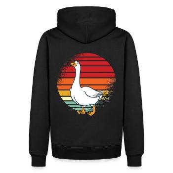 Gans Retro - Männer Premium Bio Hoodie - Schwarz - Hinten - Nico (187cm)