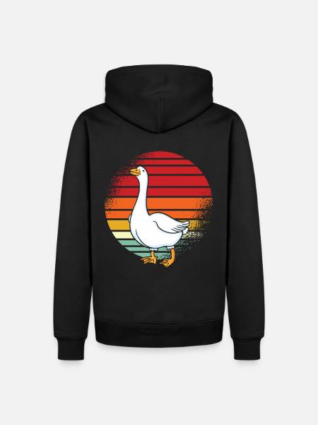 Gans Retro - Männer Premium Bio Hoodie - Schwarz