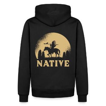 Indianer - Männer Premium Bio Hoodie - Schwarz - Hinten - Nico (187cm)
