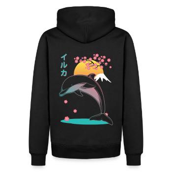Dolphin Japan Esthétique - Sweat à capuche Premium bio Homme - noir - Dos - Nico (187cm)