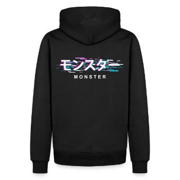 Monster - Männer Premium Bio Hoodie - Schwarz - Hinten - Nico (187cm)