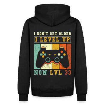 Gamer Geburtstag Lvl 33 - Männer Premium Bio Hoodie - Schwarz - Hinten - Nico (187cm)