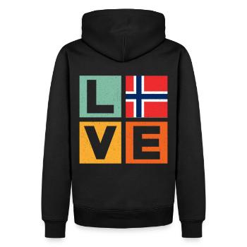 Norvège Amour - Sweat à capuche Premium bio Homme - noir - Dos - Nico (187cm)