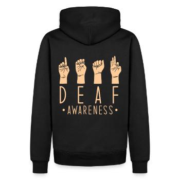 DEAF - Männer Premium Bio Hoodie - Schwarz - Hinten - Nico (187cm)
