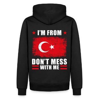 Turquie Dicton - Sweat à capuche Premium bio Homme - noir - Dos - Nico (187cm)
