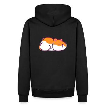 Schlafender Hamster - Männer Premium Bio Hoodie - Schwarz - Hinten - Nico (187cm)