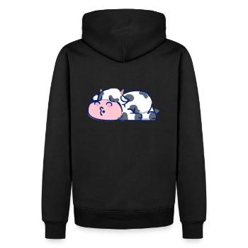 Schlafende Kuh - Männer Premium Bio Hoodie - Schwarz - Hinten - Nico (187cm)