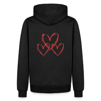 Famille Heart - Sweat à capuche Premium bio Homme - noir - Dos - Nico (187cm)