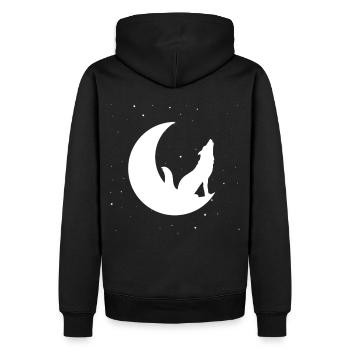 Wolf Mond - Männer Premium Bio Hoodie - Schwarz - Hinten - Nico (187cm)