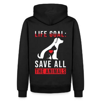 Cadeau de sauveteur d’animaux - Sweat à capuche Premium bio Homme - noir - Dos - Nico (187cm)