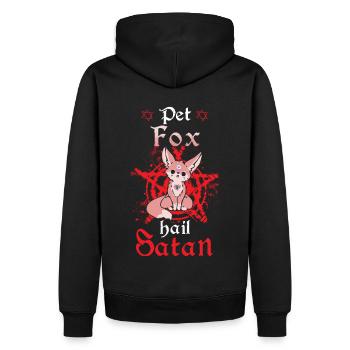 Pet Fox Hail Satan - Männer Premium Bio Hoodie - Schwarz - Hinten - Nico (187cm)