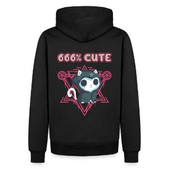 666% Mignon kawaii Satanic Goth - Sweat à capuche Premium bio Homme - noir - Dos - Nico (187cm)