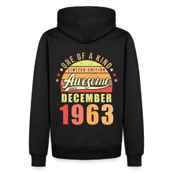 Geburtstag Dezember 1963 - Männer Premium Bio Hoodie - Schwarz - Hinten - Nico (187cm)