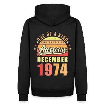 Geburtstag Dezember 1974 - Männer Premium Bio Hoodie - Schwarz - Hinten - Nico (187cm)