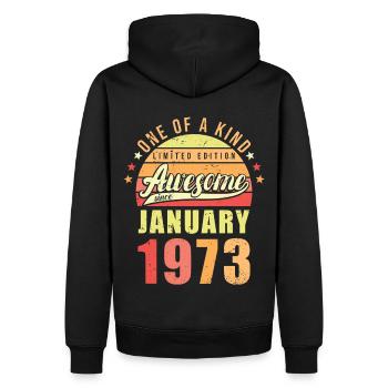 Geburtstag Januar 1973 - Männer Premium Bio Hoodie - Schwarz - Hinten - Nico (187cm)