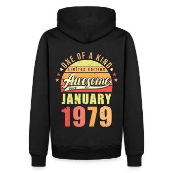 Geburtstag Januar 1979 - Männer Premium Bio Hoodie - Schwarz - Hinten - Nico (187cm)