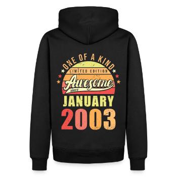 Geburtstag Januar 2003 - Männer Premium Bio Hoodie - Schwarz - Hinten - Nico (187cm)