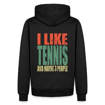 Tennis Spruch lustig - Männer Premium Bio Hoodie - Schwarz - Hinten - Nico (187cm)