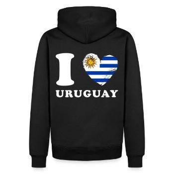Uruguay I love Uruguay - Männer Premium Bio Hoodie - Schwarz - Hinten - Nico (187cm)