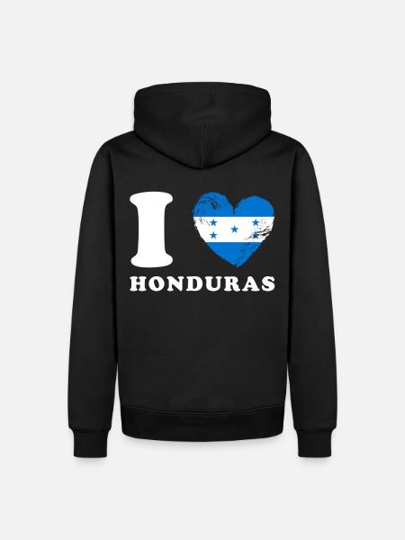 Me encanta Honduras - Sudadera con capucha prémium ecológica para hombre - negro