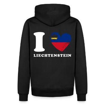 J’adore le Liechtenstein - Sweat à capuche Premium bio Homme - noir - Dos - Nico (187cm)