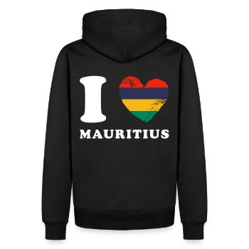 I love Mauritius - Men’s Premium Organic Hoodie - black - Back - Nico (187cm)