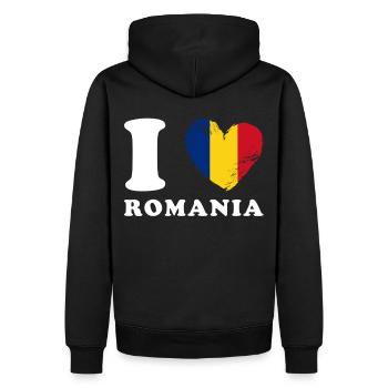 J’aime la Roumanie - Sweat à capuche Premium bio Homme - noir - Dos - Nico (187cm)