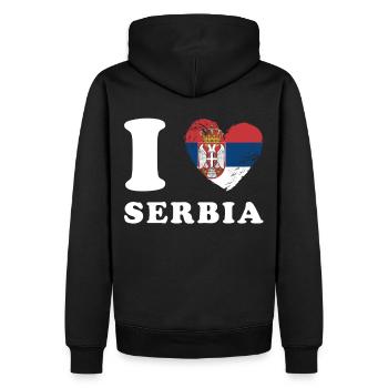 J’aime la Serbie - Sweat à capuche Premium bio Homme - noir - Dos - Nico (187cm)