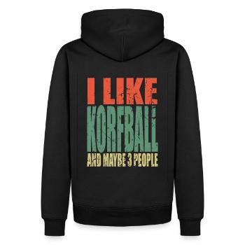 Korfball dit drôle - Sweat à capuche Premium bio Homme - noir - Dos - Nico (187cm)