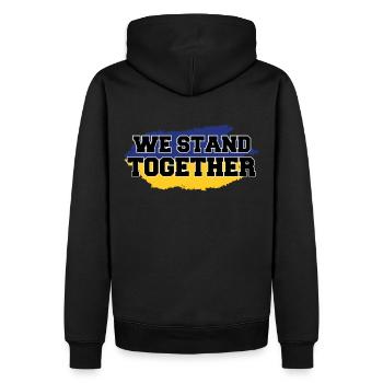 Ukraine Nous sommes solidaires - Sweat à capuche Premium bio Homme - noir - Dos - Nico (187cm)