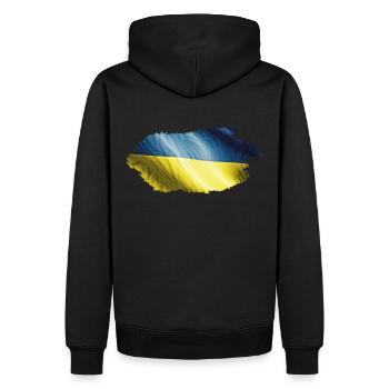 Ukraine Flagge - Männer Premium Bio Hoodie - Schwarz - Hinten - Nico (187cm)