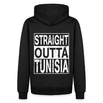 Tunisie Straight outta Tunisie - Sweat à capuche Premium bio Homme - noir - Dos - Nico (187cm)