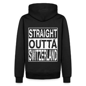 Suisse Tout droit sortie Suisse - Sweat à capuche Premium bio Homme - noir - Dos - Nico (187cm)