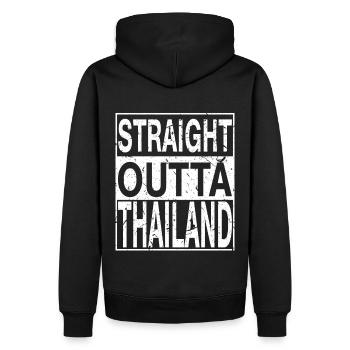 Thailand Straight outta Thailand - Männer Premium Bio Hoodie - Schwarz - Hinten - Nico (187cm)