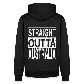 Australien Straight outta Australien - Männer Premium Bio Hoodie - Schwarz - Hinten - Nico (187cm)