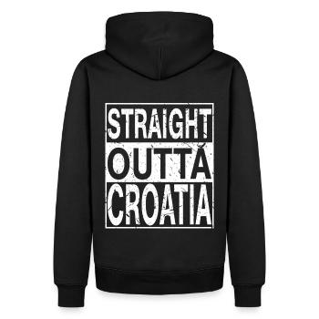 Kroatien Straight outta Kroatien - Männer Premium Bio Hoodie - Schwarz - Hinten - Nico (187cm)