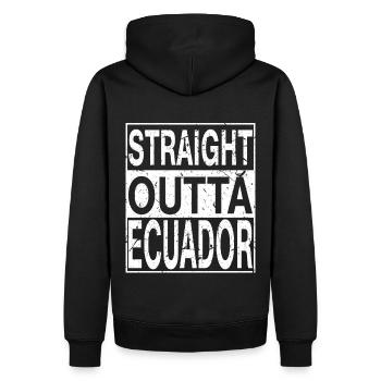 Équateur Straight outta Équateur - Sweat à capuche Premium bio Homme - noir - Dos - Nico (187cm)