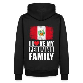 La famille du Pérou aime dire - Sweat à capuche Premium bio Homme - noir - Dos - Nico (187cm)