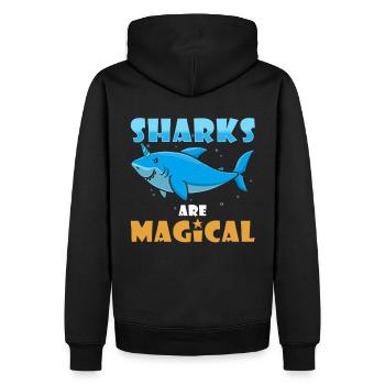 Hai Einhorn Hai - Männer Premium Bio Hoodie - Schwarz - Hinten - Nico (187cm)