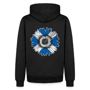 Schottland Flagge Sonnenblume - Männer Premium Bio Hoodie - Schwarz - Hinten - Nico (187cm)