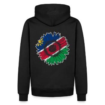 Namibia Flagge Sonnenblume - Männer Premium Bio Hoodie - Schwarz - Hinten - Nico (187cm)
