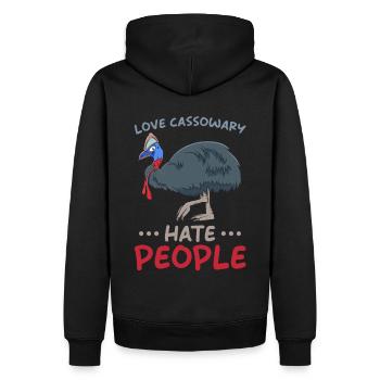 Cassowary - Männer Premium Bio Hoodie - Schwarz - Hinten - Nico (187cm)