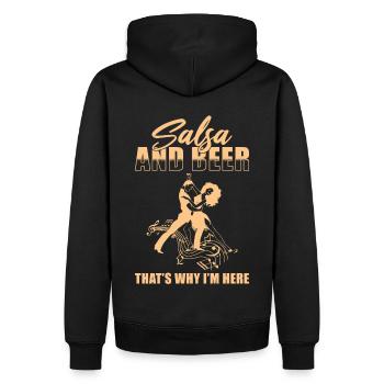Salsa und Bier - Männer Premium Bio Hoodie - Schwarz - Hinten - Nico (187cm)
