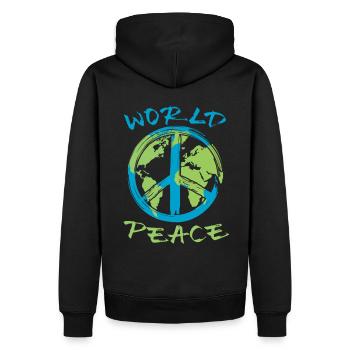 Weltfrieden Erde Planet Friedenszeichen - Männer Premium Bio Hoodie - Schwarz - Hinten - Nico (187cm)