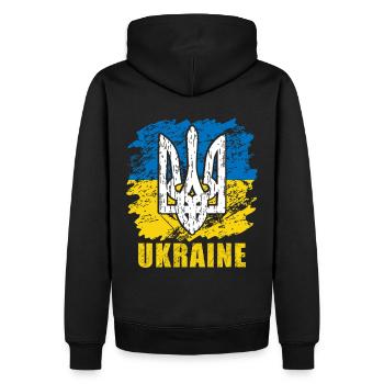 Ukraine - Männer Premium Bio Hoodie - Schwarz - Hinten - Nico (187cm)